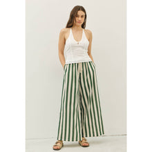 Load image into Gallery viewer, STRIPE WIDE-LEG PANTS WITH ELASTIC WAISTBAND: VINTAGE RED / L