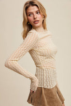 Load image into Gallery viewer, Semi Sheer Textured Lace Long-Sleeve Layering Top LT1424: Black / S