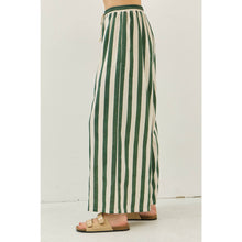 Load image into Gallery viewer, STRIPE WIDE-LEG PANTS WITH ELASTIC WAISTBAND: VINTAGE RED / L