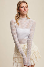 Load image into Gallery viewer, Semi Sheer Textured Lace Long-Sleeve Layering Top LT1424: Black / XS