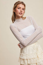 Load image into Gallery viewer, Semi Sheer Textured Lace Long-Sleeve Layering Top LT1424: Black / XS