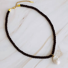 Load image into Gallery viewer, Satin Rope & Pearl Necklace