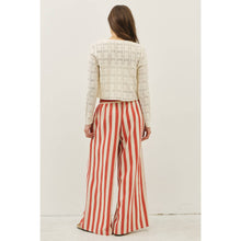 Load image into Gallery viewer, STRIPE WIDE-LEG PANTS WITH ELASTIC WAISTBAND: VINTAGE RED / L