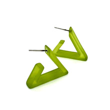 Load image into Gallery viewer, Triangle Hoops: Olive Green