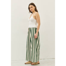 Load image into Gallery viewer, STRIPE WIDE-LEG PANTS WITH ELASTIC WAISTBAND: VINTAGE RED / L
