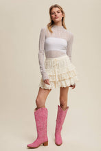 Load image into Gallery viewer, Semi Sheer Textured Lace Long-Sleeve Layering Top LT1424: Black / S