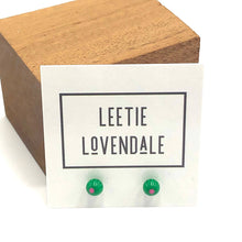 Load image into Gallery viewer, Green & Pink Flower Studs