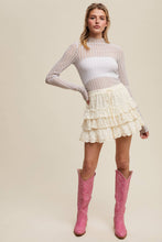 Load image into Gallery viewer, Semi Sheer Textured Lace Long-Sleeve Layering Top LT1424: Black / XL