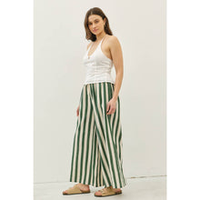 Load image into Gallery viewer, STRIPE WIDE-LEG PANTS WITH ELASTIC WAISTBAND: VINTAGE RED / L