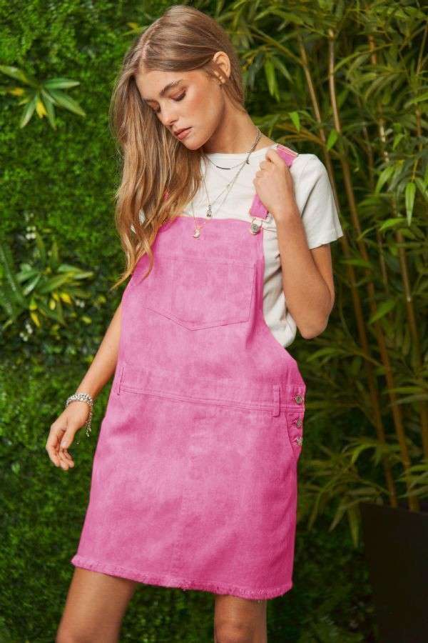 Pink corduroy overall dress hotsell