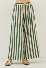 Load image into Gallery viewer, STRIPE WIDE-LEG PANTS WITH ELASTIC WAISTBAND: VINTAGE RED / L