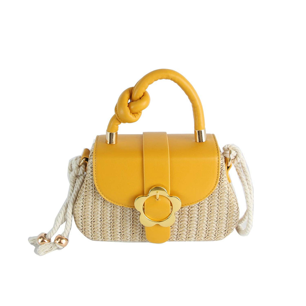 Flower Buckle Crossbody: Mustard