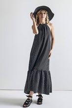 Load image into Gallery viewer, Plus Striped High Ruffle Neckline Tier Maxi Dress - IND1029: Black/White / XXL
