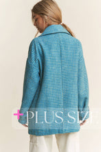 Load image into Gallery viewer, Blue Tweed Oversized Coat

