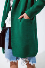 Load image into Gallery viewer, Oversized collar maxi cardigan in green: One Size / Green
