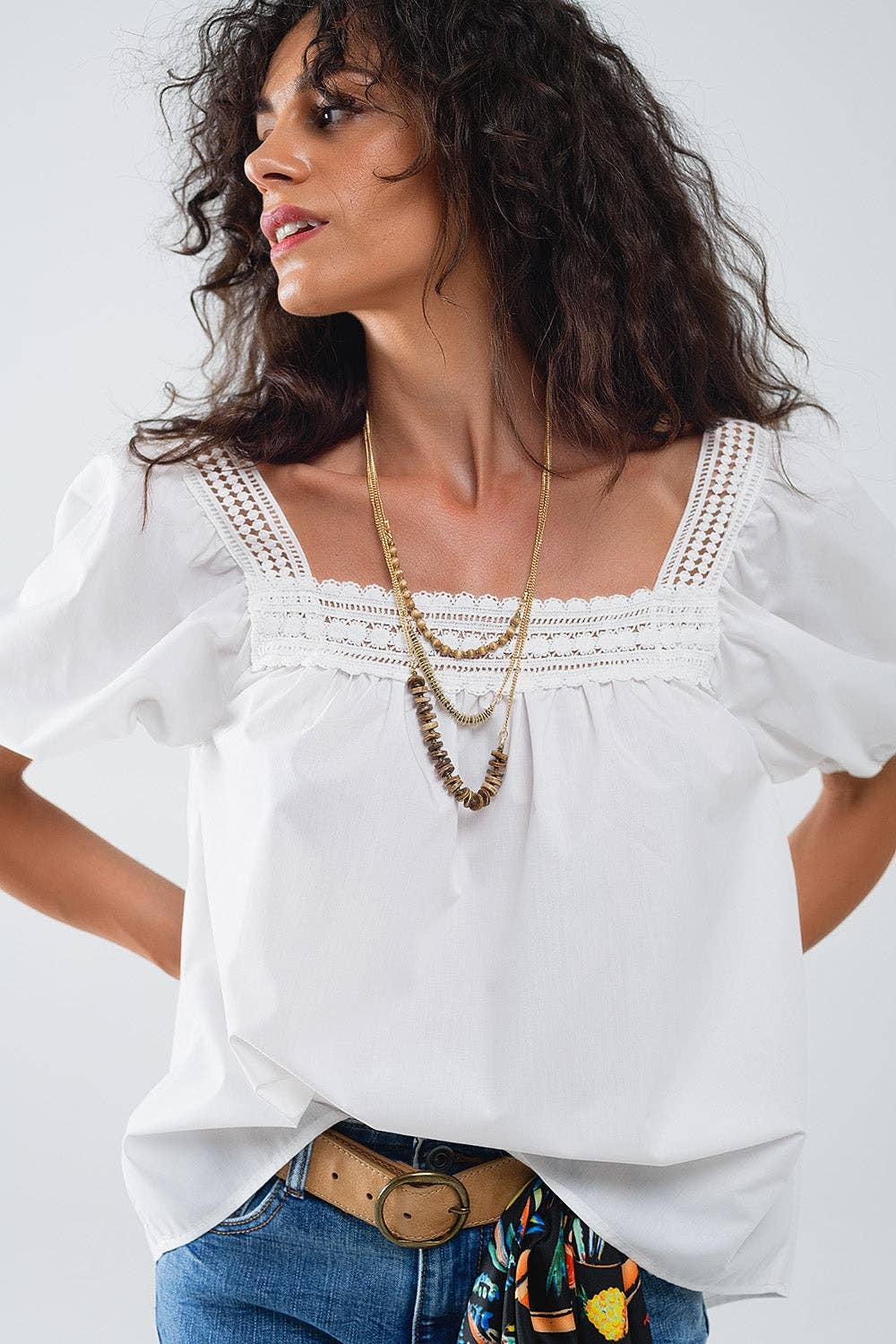 White Top With Lace Trim