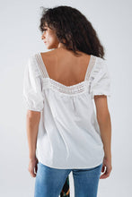 Load image into Gallery viewer, White Top With Lace Trim
