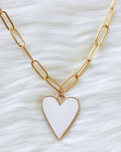 Load image into Gallery viewer, White Heart Paperclip Necklace
