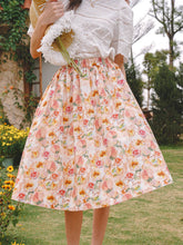 Load image into Gallery viewer, Pastel Pink Floral Midi Skirt
