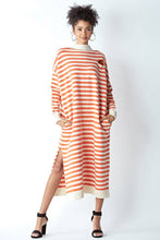 Load image into Gallery viewer, Orange and White Oversized Knit Dress
