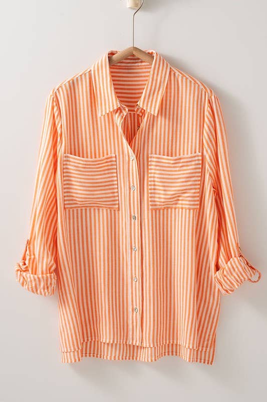 Orange Striped Button Down