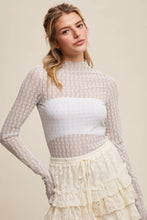 Load image into Gallery viewer, Semi Sheer Textured Lace Long-Sleeve Layering Top LT1424: Black / M
