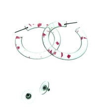 Load image into Gallery viewer, Pink &amp; Clear Confetti Hoop Earrings - 1.75&quot;

