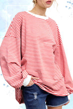 Load image into Gallery viewer, Oversized Striped Top: Red
