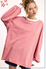 Load image into Gallery viewer, Oversized Striped Top: Red
