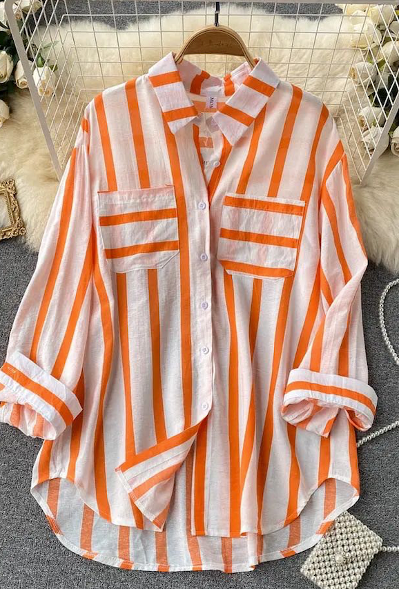 Orange & White Button Down