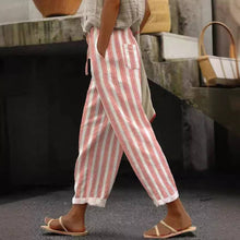 Load image into Gallery viewer, Versatile European and American Women&#39;s Casual Striped Trousers: Pink / L

