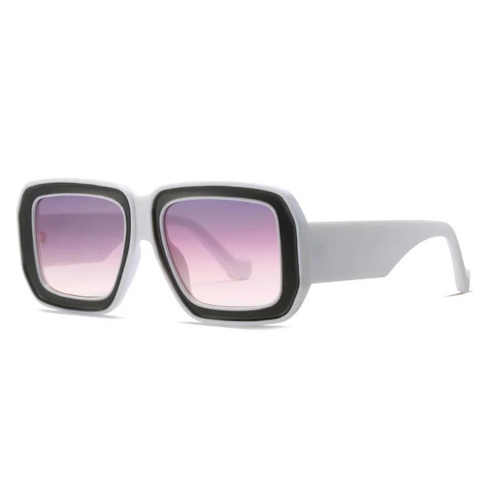 Nicolette Retro Sunglasses: White & Black