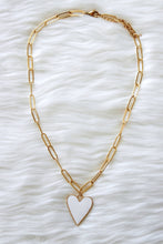 Load image into Gallery viewer, White Heart Paperclip Necklace
