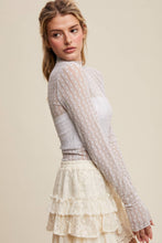 Load image into Gallery viewer, Semi Sheer Textured Lace Long-Sleeve Layering Top LT1424: Black / XL
