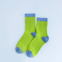 Load image into Gallery viewer, Rufia - Summer Colorful Mesh Crew Socks: Pink / One Size
