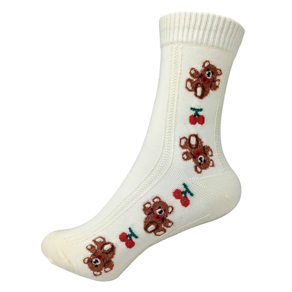 Teddy Bear & Cherry Socks
