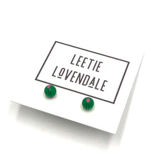 Load image into Gallery viewer, Green &amp; Pink Flower Studs

