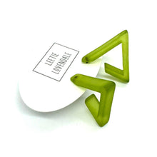 Load image into Gallery viewer, Triangle Hoops: Olive Green

