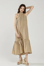Load image into Gallery viewer, Plus Striped High Ruffle Neckline Tier Maxi Dress - IND1029: Black/White / XXL

