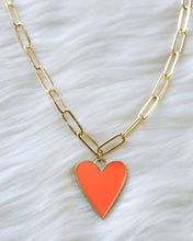 Load image into Gallery viewer, Orange Heart Paperclip Necklace
