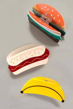 Load image into Gallery viewer, JUMBO LEMONADE BANANA HAMBURGER HAIR CLAW CLIPS | 40H843: HAMBURGER

