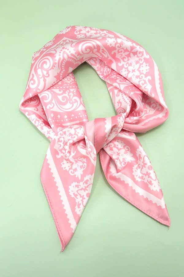 Pink Paisley Silky Bandana