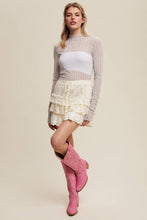 Load image into Gallery viewer, Semi Sheer Textured Lace Long-Sleeve Layering Top LT1424: Black / S
