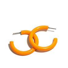 Load image into Gallery viewer, Marigold Orange Large Lucite Tube Hoop Earrings
