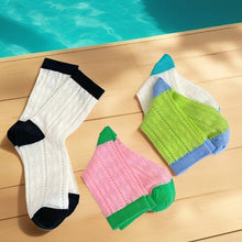 Load image into Gallery viewer, Rufia - Summer Colorful Mesh Crew Socks: Pink / One Size
