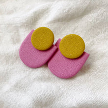 Load image into Gallery viewer, Etta Clay Earrings: Pink/Mustard
