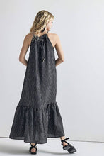 Load image into Gallery viewer, Plus Striped High Ruffle Neckline Tier Maxi Dress - IND1029: Black/White / XXL
