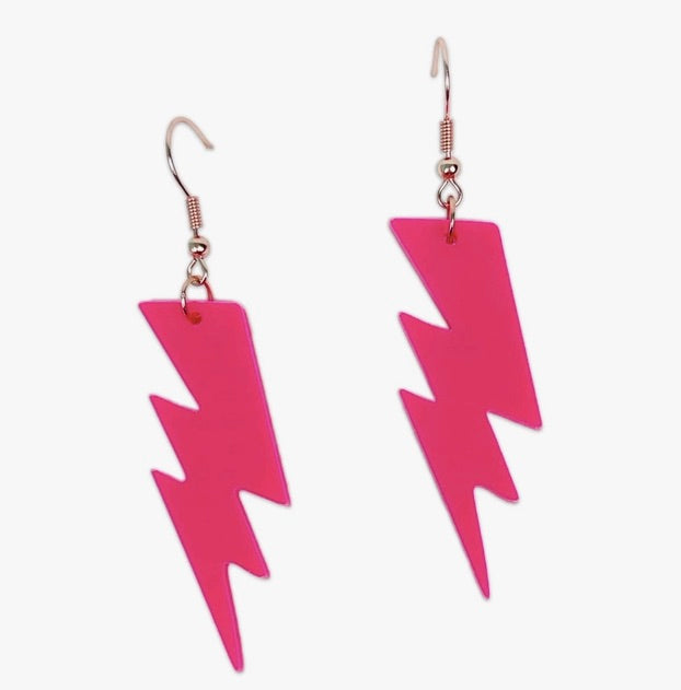 Hot Pink Bolt Earrings