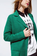 Load image into Gallery viewer, Oversized collar maxi cardigan in green: One Size / Green
