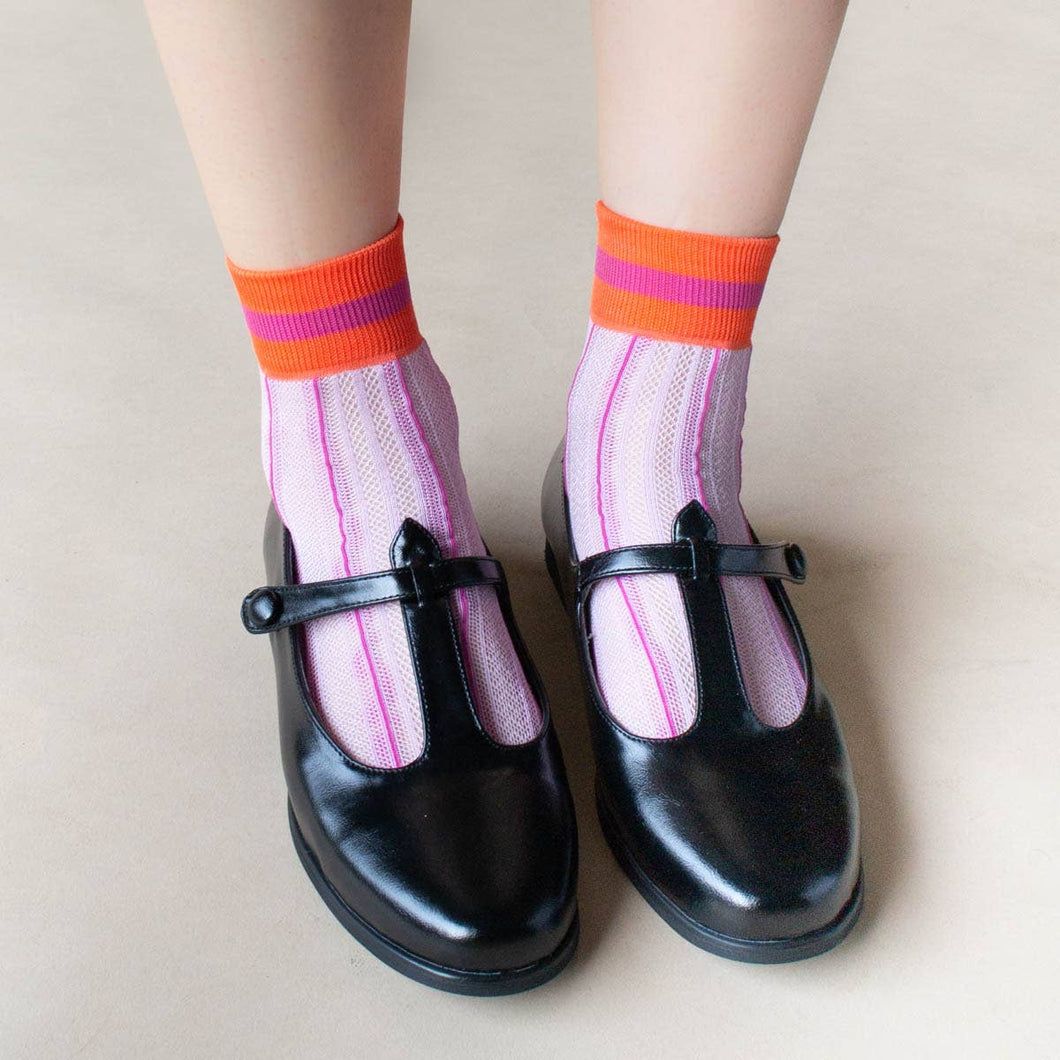 Orange and Lilac Mesh Socks